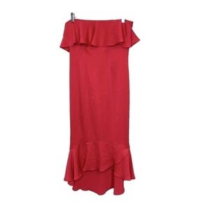 Shoshanna Midnight Poppy Strapless High-Low Gown Hem and Bust Ruffle Size 2